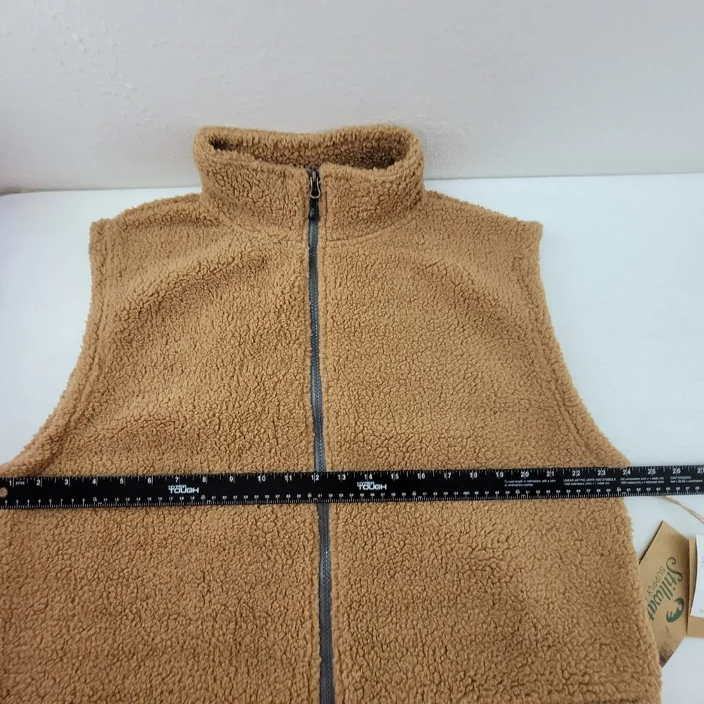 Stillwater Supply Fleece Vest Womens 2XL Caramel Brown Full Zip Soft Pockets NEW - Picture 16 of 16